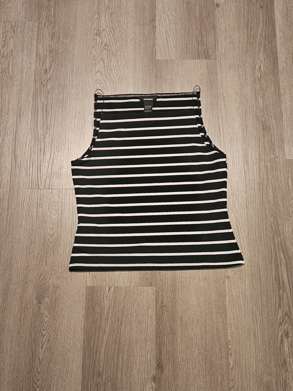 Express Black & White Striped High-Neck Tank